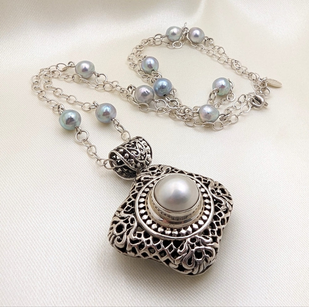 Sterling Silver Mabe Pearl Necklace Dan Cherry